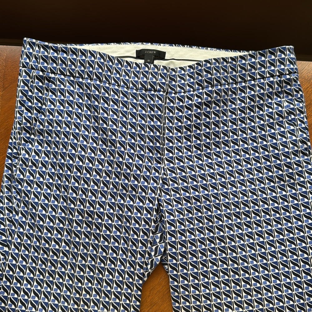 J. Crew Blue and White Print Pants